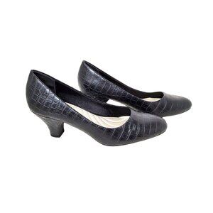 easy street womens faux leather animal print 2" heel slide on pumps size 7m.